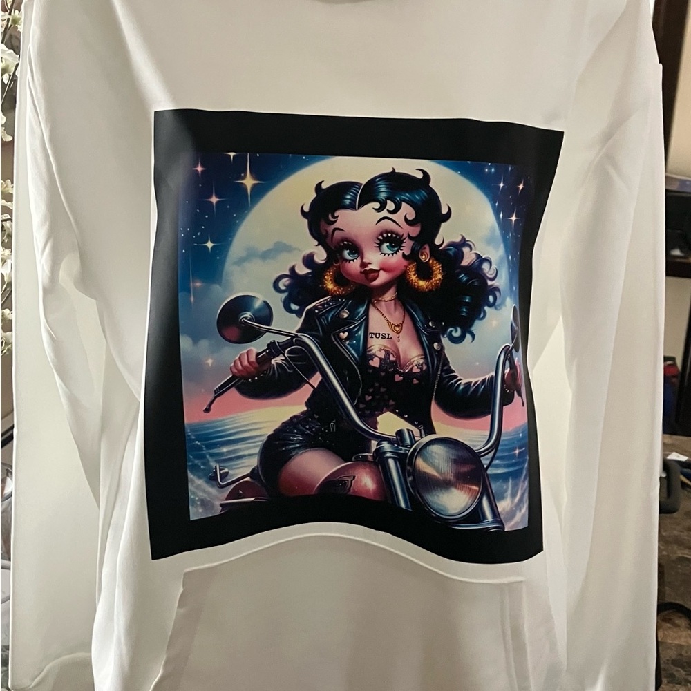 Betty Boop Graphic White Hoodie
